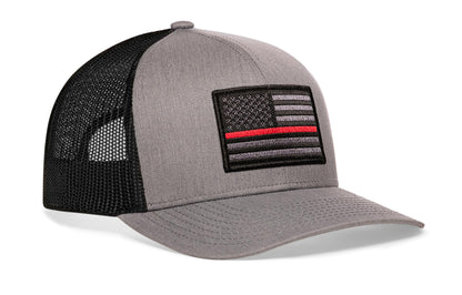 Thin Red Line Trucker Hat  |  Gray Black Fire Snapback